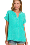 Driftwood Days Turquoise Washed Double Gauze Top
