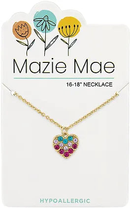 Gold Multi-Color CZ Heart Mazie Mae Necklace