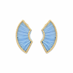 Light Blue Layered Raffia Fan Earring
