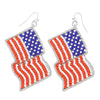 USA Flag Patriotic Beaded Drop Earrings