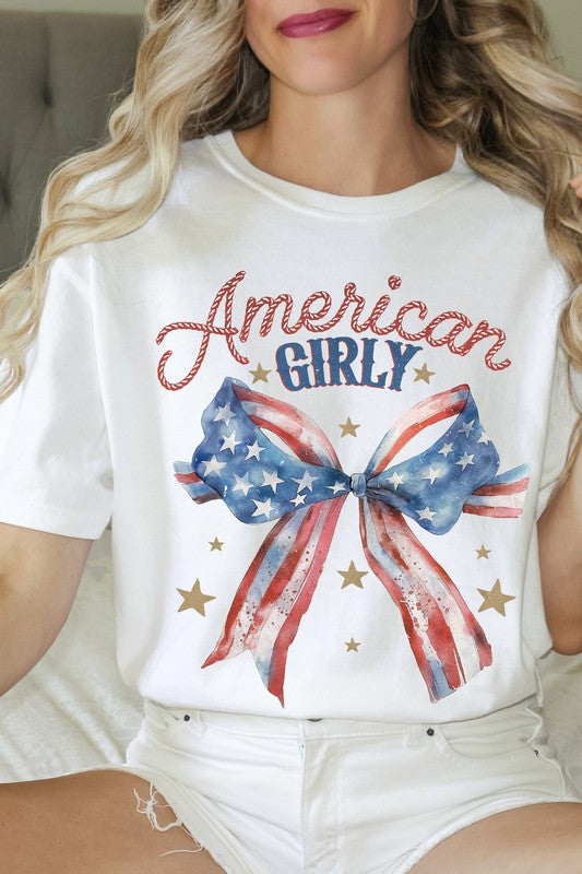 American Girly Patriotic Bow Tee