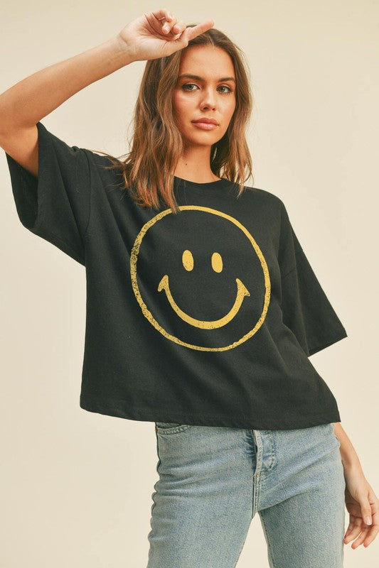 Smile Like You Mean It Black Graphic Tee