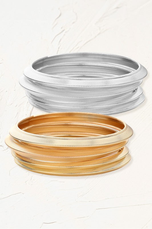 Ciara Metal Bangle Stackable Bracelet Set