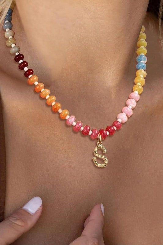 Charmed In Color Beaded Initial Necklace