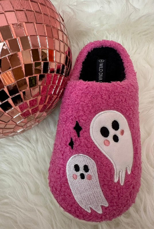 This One's For The Ghouls Fuchsia Slippers