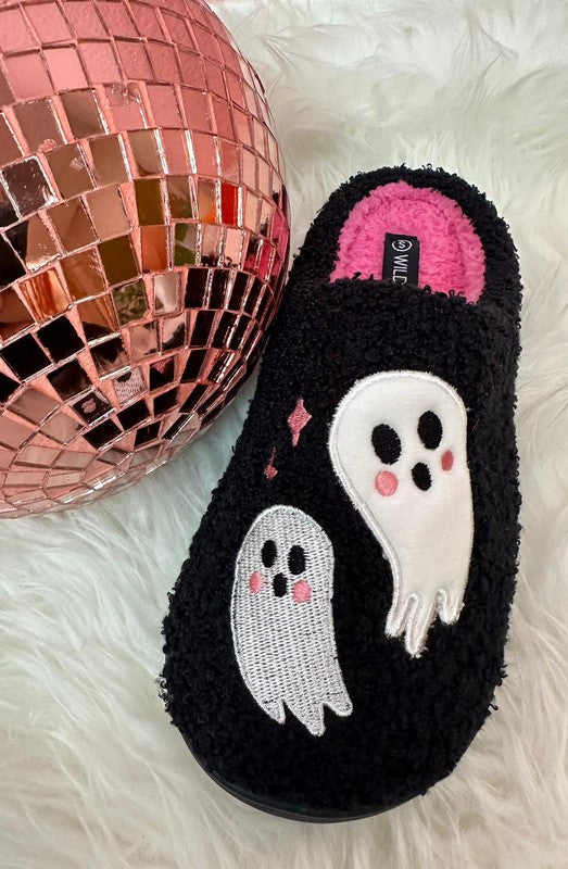 This One's For The Ghouls Black Slippers