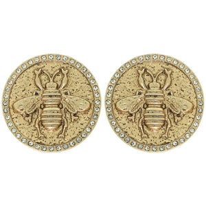 Bumble Bee Golden Jeweled Earrings