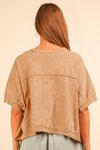 Faded Grace Taupe Mineral Washed Cropped Knit Top