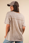 Easy Street Taupe Mineral Washed V-Neck Tee