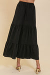 Winter Wander Black Tiered Maxi Skirt