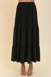 Winter Wander Black Tiered Maxi Skirt