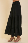 Winter Wander Black Tiered Maxi Skirt