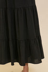 Winter Wander Black Tiered Maxi Skirt