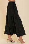 Winter Wander Black Tiered Maxi Skirt