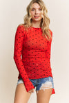 Sheer Love Red Heart Mesh Top