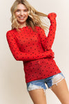 Sheer Love Red Heart Mesh Top