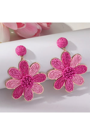Bloom Bright Fuchsia Raffia Earrings