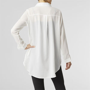 Chiara White Sheer Popover Tunic with Pockets