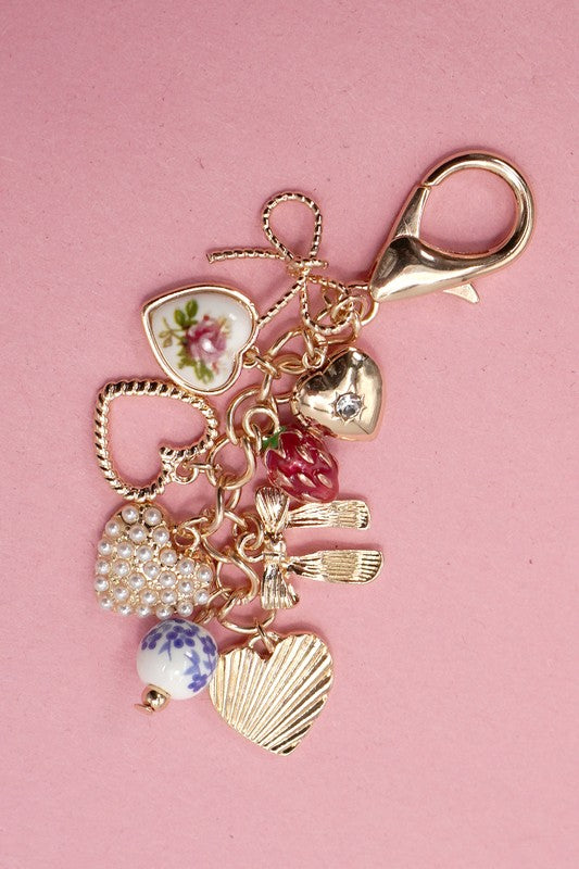 Strawberry Fields Porcelain Heart Bag Charm