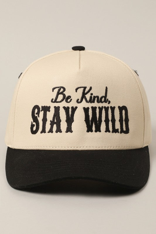 Be Kind Stay Wild Black Embroidered Trucker Hat