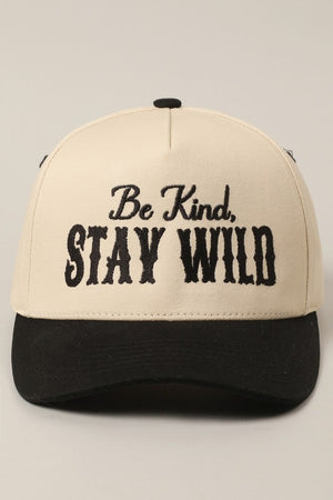Be Kind Stay Wild Black Embroidered Trucker Hat
