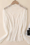Ethereal Bloom White Lace Mesh Sheer Top