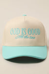 God Is Good Mint Embroidered Trucker Hat