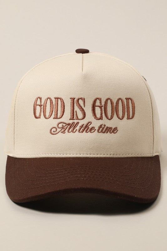 God Is Good Brown Embroidered Trucker Hat