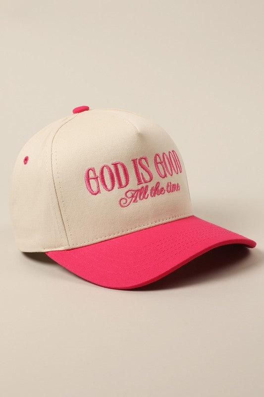 God Is Good Hot Pink Embroidered Trucker Hat
