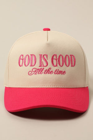 God Is Good Hot Pink Embroidered Trucker Hat