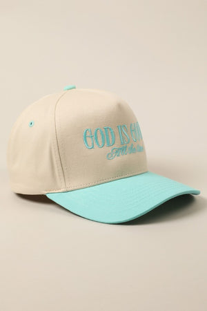 God Is Good Mint Embroidered Trucker Hat