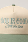 God Is Good Sage Embroidered Trucker Hat