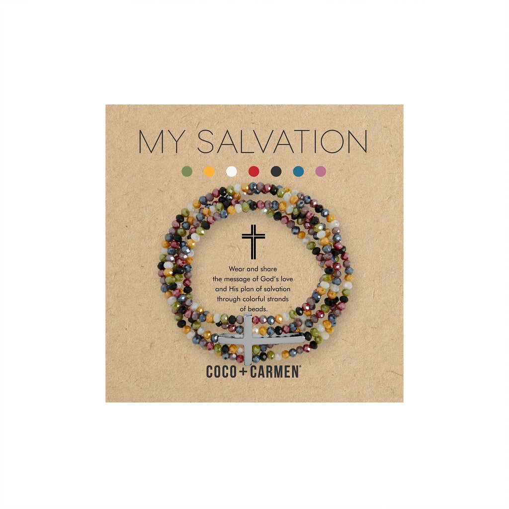 My Salvation Multi-Strand Silver Cross Bracelet