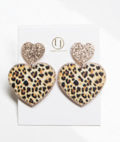 Cheetah Print Heart Earrings