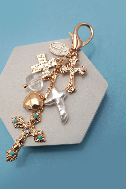 Grace & Glory Pearlized Cross Bag Charm