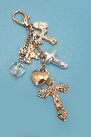 Grace & Glory Pearlized Cross Bag Charm
