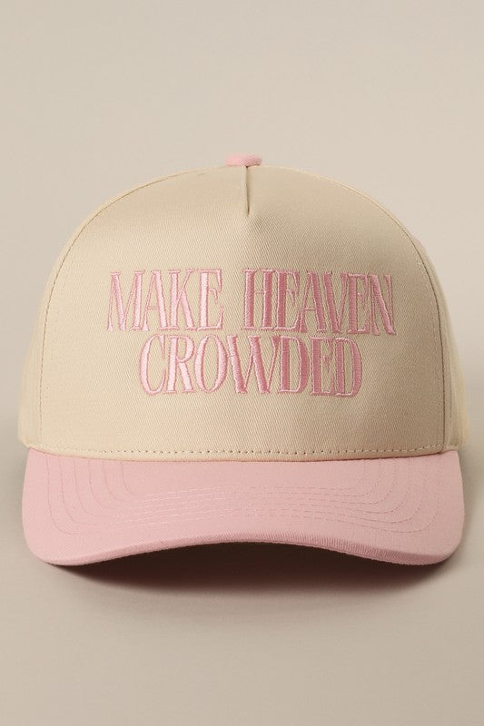 Make Heaven Crowded Light Pink Embroidered Trucker Hat