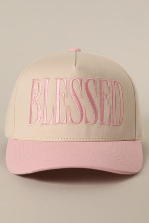 Blessed Light Pink Embroidered Trucker Hat
