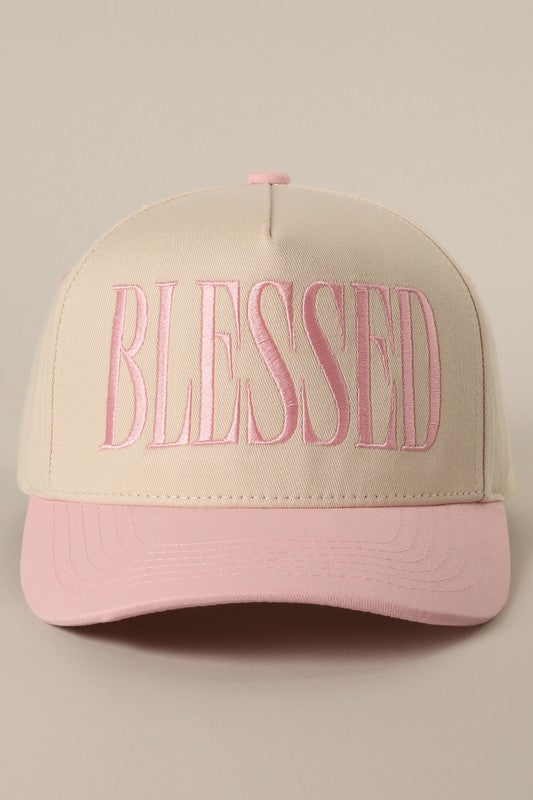 Blessed Light Pink Embroidered Trucker Hat