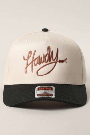 Howdy Black & Natural Embroidered Trucker Hat