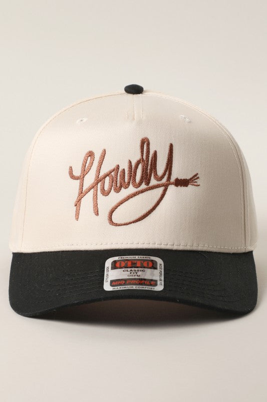 Howdy Black & Natural Embroidered Trucker Hat