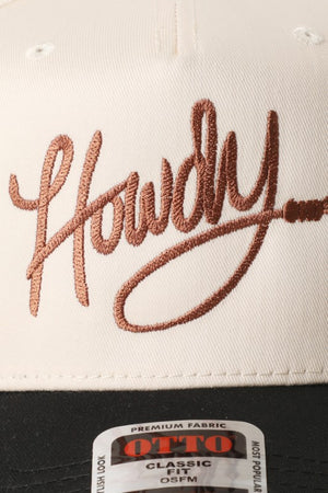 Howdy Black & Natural Embroidered Trucker Hat