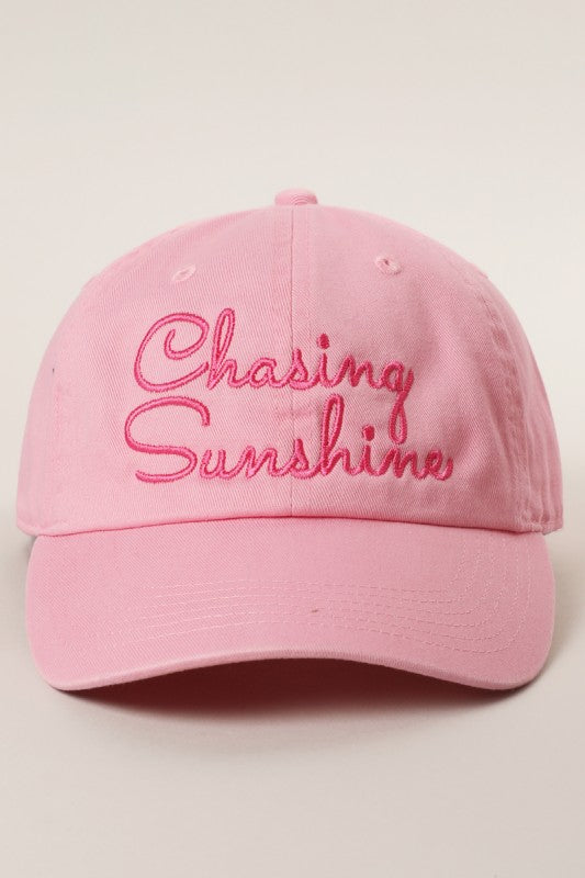 Chasing Sunshine Light Pink Embroidered Baseball Hat