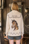 Western Spirit Jacquard Shawl Knit Cardigan