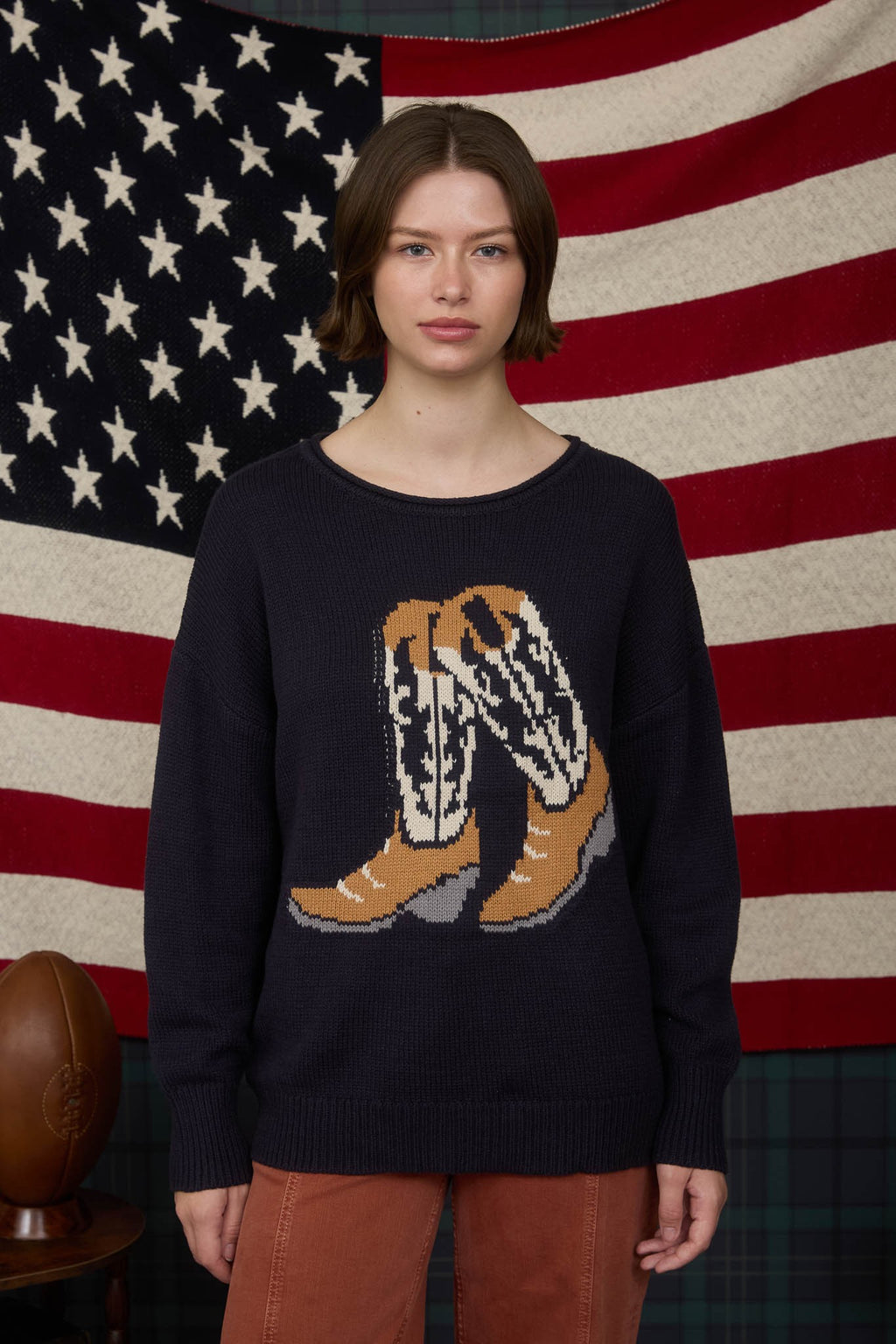 Wild West Jacquard Long Sleeve Knit Sweater