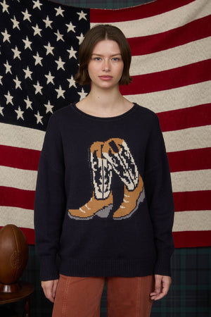 Wild West Jacquard Long Sleeve Knit Sweater