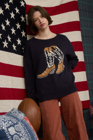 Wild West Jacquard Long Sleeve Knit Sweater