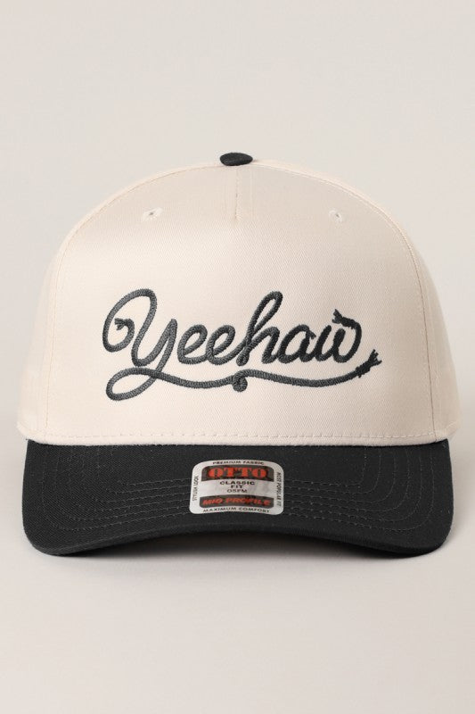 Yeehaw Black & Natural Embroidered Trucker Hat