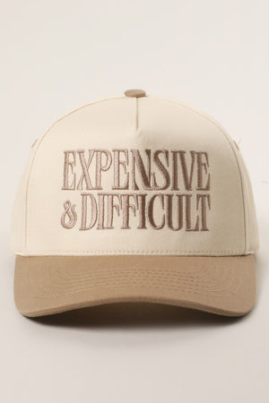 Expensive & Difficult Beige Embroidered Trucker Hat