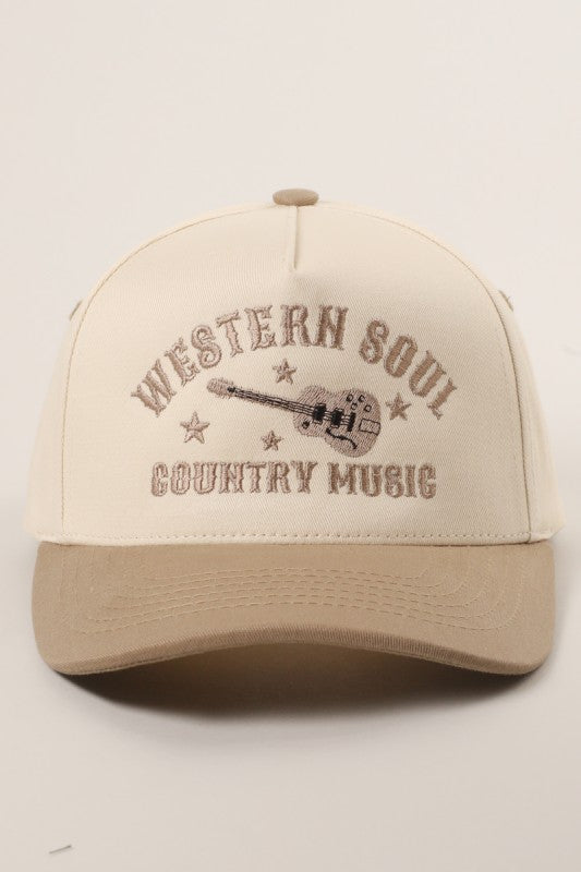 Western Soul Beige Embroidered Trucker Hat